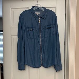 MICHAEL Michael Kors Blue Zip-Up Blouse